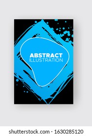 Modern abstract vector banners. Ink style shapes of gradient colors on black background. Template ready for use in web or print design.