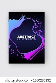 Modern abstract vector banners. Ink style shapes of gradient colors on black background. Template ready for use in web or print design.
