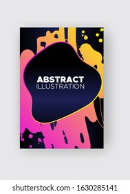 Modern abstract vector banners. Ink style shapes of gradient colors on black background. Template ready for use in web or print design.