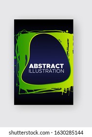Modern abstract vector banners. Ink style shapes of gradient colors on black background. Template ready for use in web or print design.