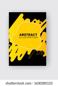 Modern abstract vector banners. Ink style shapes of gradient colors on black background. Template ready for use in web or print design.