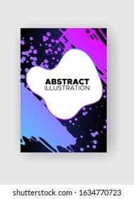 Modern abstract vector banners. Ink style shapes of gradient colors on black background. Template ready for use in web or print design.