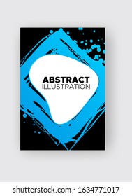 Modern abstract vector banners. Ink style shapes of gradient colors on black background. Template ready for use in web or print design.