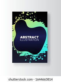 Modern abstract vector banners. Ink style shapes of gradient colors on black background. Template ready for use in web or print design.