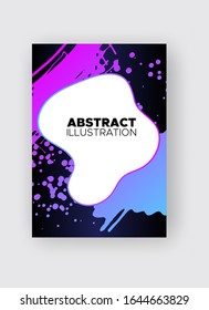 Modern abstract vector banners. Ink style shapes of gradient colors on black background. Template ready for use in web or print design.