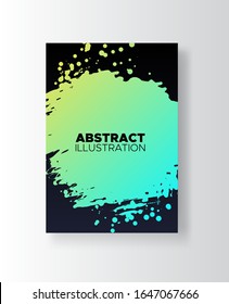 Modern abstract vector banners. Ink style shapes of gradient colors on black background. Template ready for use in web or print design.