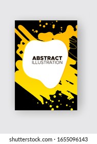 Modern abstract vector banners. Ink style shapes of gradient colors on black background. Template ready for use in web or print design.