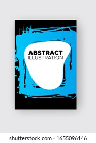Modern abstract vector banners. Ink style shapes of gradient colors on black background. Template ready for use in web or print design.