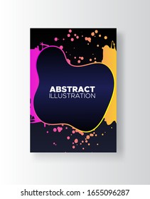 Modern abstract vector banners. Ink style shapes of gradient colors on black background. Template ready for use in web or print design.