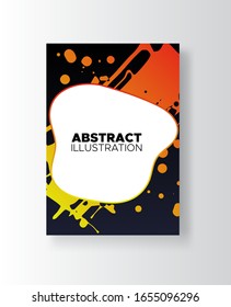 Modern abstract vector banners. Ink style shapes of gradient colors on black background. Template ready for use in web or print design.