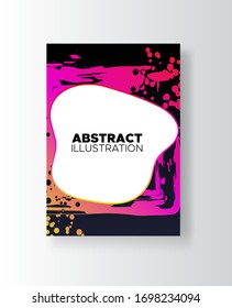 Modern abstract vector banners. Ink style shapes of gradient colors on black background. Template ready for use in web or print design.