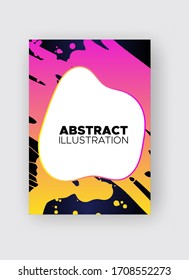 Modern abstract vector banners. Ink style shapes of gradient colors on black background. Template ready for use in web or print design.
