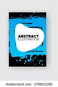 Modern abstract vector banners. Ink style shapes of gradient colors on black background. Template ready for use in web or print design.