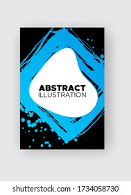 Modern abstract vector banners. Ink style shapes of gradient colors on black background. Template ready for use in web or print design.