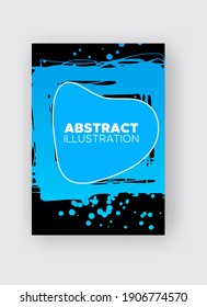 Modern abstract vector banners. Ink style shapes of gradient colors on black background. Template ready for use in web or print design.