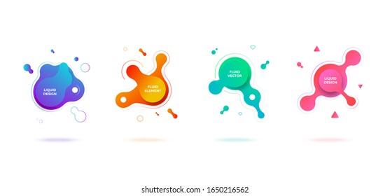 Modern abstract vector banners set flat geometric liquid blob shapes colorful colors. Trendy template for design social media post, flyer or business presentation eps 10.