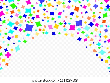 Modern Abstract Vector Confetti Background. Colorful Confetti Stars On Transparent Background. Celebration, Birthday & Party. Vector Illustration.