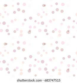 Modern Abstract Vector  Confetti Background. Seamless  dots pattern. Festive party repeat. Circles in soft pastel colors on white background.
