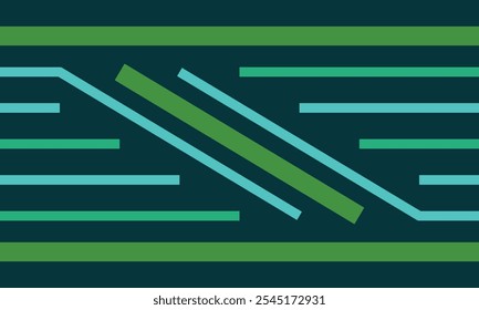 Modern abstract vector with dark green background. Green, light blue and light green lines provide dynamic gradient, creating visual balance, ideal for digital design elements