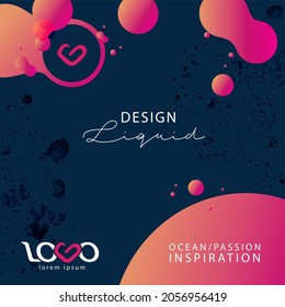 Diseño vectorial abstracto moderno. Diseño geométrico plano y líquido. Inspiración y pasión oceánicas. Plantilla para logotipo, afiche o presentación.