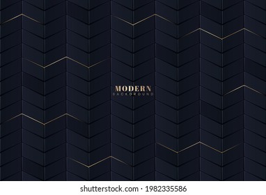 Moderno vector abstracto elegante de fondo geométrico oscuro con líneas doradas. Ilustración de vector sobre diseño de lujo de plantilla moderna, para volante, portada, afiche, presentación, banner
