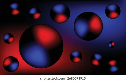 Un Vector abstracto moderno con esferas con Gradientes rojos y azules. Ideal para fondos, diseños e ilustraciones. Utilice este Vector para su proyecto.