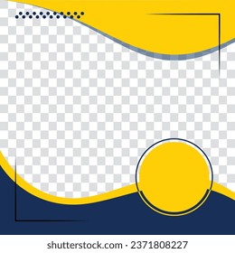 Modern Abstract Vector Frame with Circular Placeholder and Yellow and Blue Waves