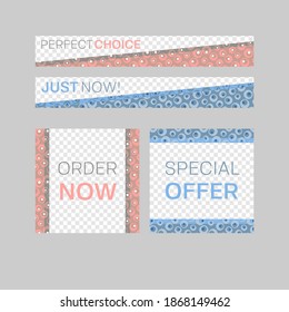 Modern abstract vector frames. Editable design templates for web, social media, promo, ads, banners etc. fivo sans