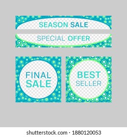 Modern abstract vector frames. Editable design templates for web, social media, promo, ads, banners etc. fivo sans