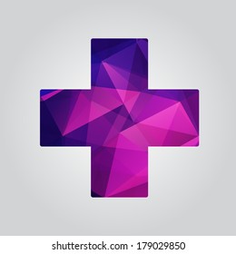 modern abstract vector icon cross, geometric pattern background