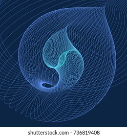 Modern abstract vector illustration. Colorful digital futuristic linear shape. Beauty of complex contemporary technologies. Geometric background with radiant round swirl. Element of design.
