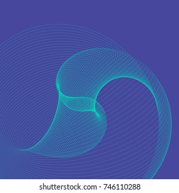Modern abstract vector illustration. Colorful digital futuristic linear shape. Beauty of complex contemporary technologies. Geometric background with radiant round swirl. Element of design.
