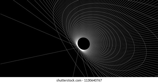 Modern abstract vector illustration. Digital futuristic monochrome linear shape. Geometric background with exquisite round swirl. Element of design.