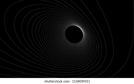 Modern abstract vector illustration. Digital futuristic monochrome linear shape. Geometric background with exquisite round swirl. Element of design.