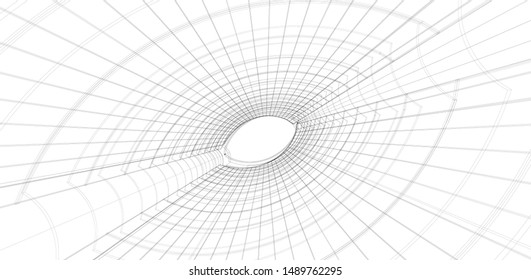 Modern abstract vector illustration. Digital futuristic monochrome linear shape. Geometric background with exquisite round swirl. Element of design.