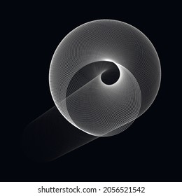 Modern abstract vector illustration. Digital futuristic monochrome linear shape. Beauty of complex contemporary technologies. Geometric background with exquisite round swirl. Element of design.