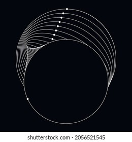Ilustración vectorial abstracta moderna. Marco de forma lineal monocromático futurista digital. Belleza de las complejas tecnologías contemporáneas. Fondo geométrico. Elemento de diseño.