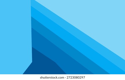 Uma ilustração vetorial abstrata moderna apresentando formas geométricas azuis monocromáticas. Este projeto usa camadas planas e linhas diagonais para criar uma sensação de profundidade e perspectiva arquitetônica. Perfeito para fundos corporativos, apresentações profissionais, banners de tecnologia e capas de arte digital minimalistas