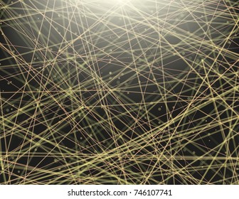 Modern abstract vector illustration. Futuristic colorful background with linear connections of virtual neural network. Intricated digital system. Complex trace routing in deep web. Element of design.
