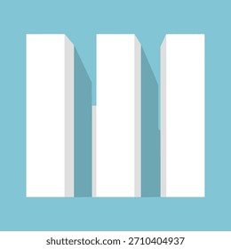 Ilustración vectorial abstracta moderna de Formas geométricas del pilar azul y blanco, aisladas en el fondo blanco.