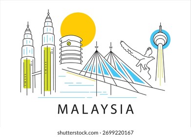 Ilustración vectorial Abstractas moderna del horizonte de la ciudad de Malasia