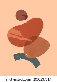 Ilustración vectorial abstracta moderna con varias formas y texturas orgánicas.Decoración de arte de acuarela de Boho.Diseño artístico moderno perfecto para banners;medios sociales, invitaciones, cubiertas, papel pintado.