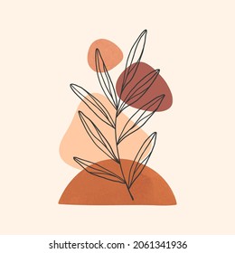 Moderne abstrakte Vektorgrafik mit organischen Formen und Blattlinie art.Boho Aquarell Tapete Decor.Trendy künstlerisches Design perfekt für Banner;Social Media,Einladungen,Cover,Tapeten