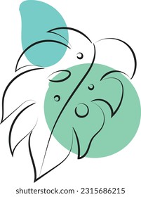 Modern abstract vector illustration with organic various shapes and foliage line art for print or use as wall art, card, flyer or T Shirt