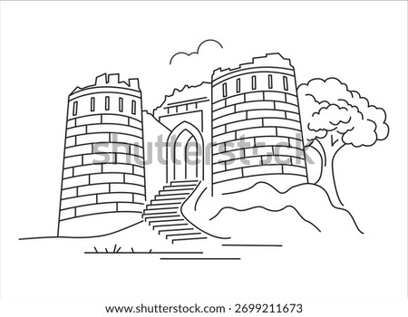 Modern Abstract Vector Illustration of Sinhagad Fort, Pune