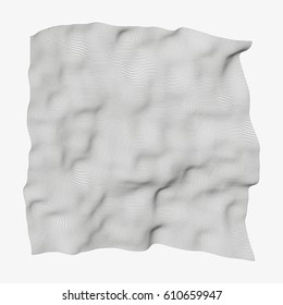Modern abstract vector illustration. Soaring veil made of small round particles. Distorted structure of dots with 3d effect. Contemporary digital background. Element of futuristic design.