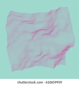 Modern abstract vector illustration. Soaring veil made of small round particles. Distorted structure of dots with 3d effect. Contemporary digital background. Element of futuristic design.