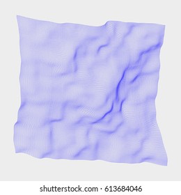 Modern abstract vector illustration. Soaring veil made of small round particles. Distorted structure of dots with 3d effect. Contemporary digital background. Element of futuristic design.