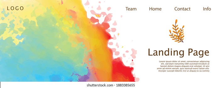 Modern abstract vector illustration using colorful watercolor with leaf decoration. great for use as a landing page that is blue, red, orange, green, black, or white. website background, and banner.