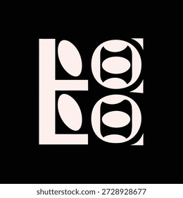 Modern abstract vector logo design featuring stylized alphabet letters E and O, subtly evoking an animal silhouette, perfect for branding and creative projects.